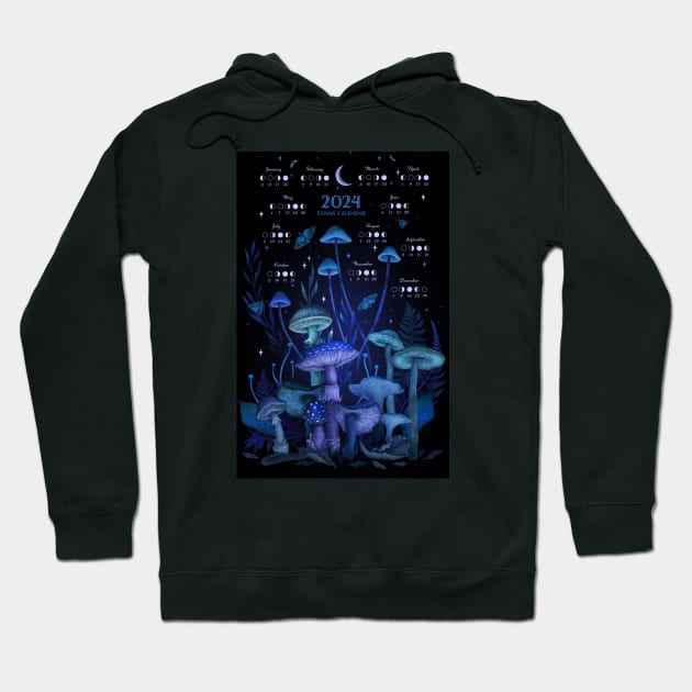 2024 Luna Calendar - Nighty Enchanting Mushrooms Hoodie by Episodic Drawing